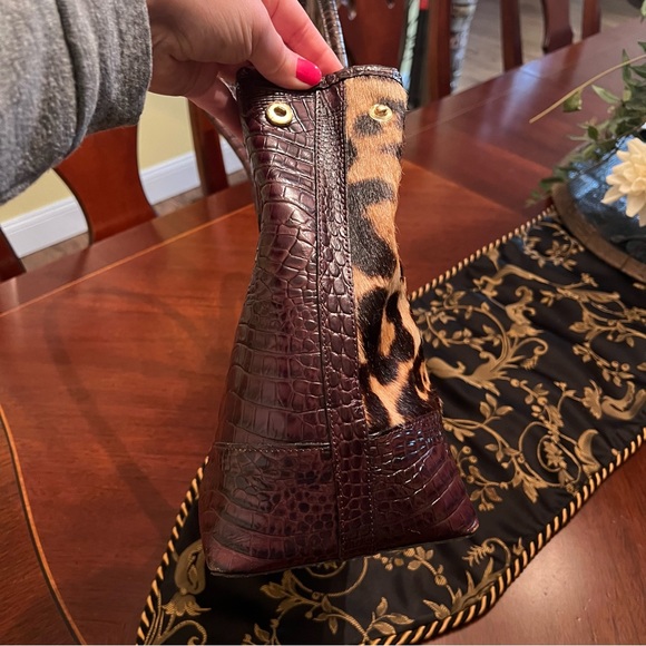 Brahmin Shoulder Tote Bag Purse Large has fur detail. Authentic - Picture 5 of 8